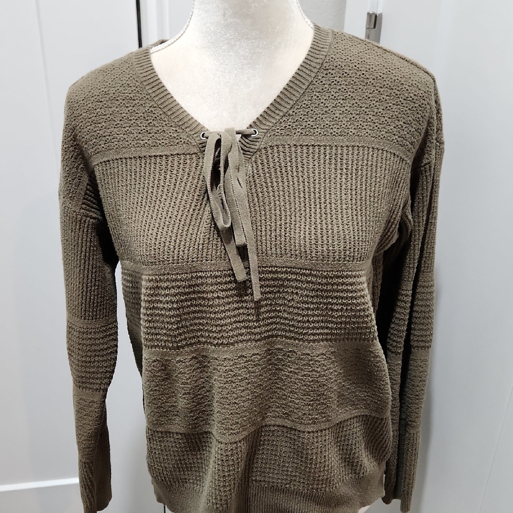 Northcrest Olive V-Neck Sweater